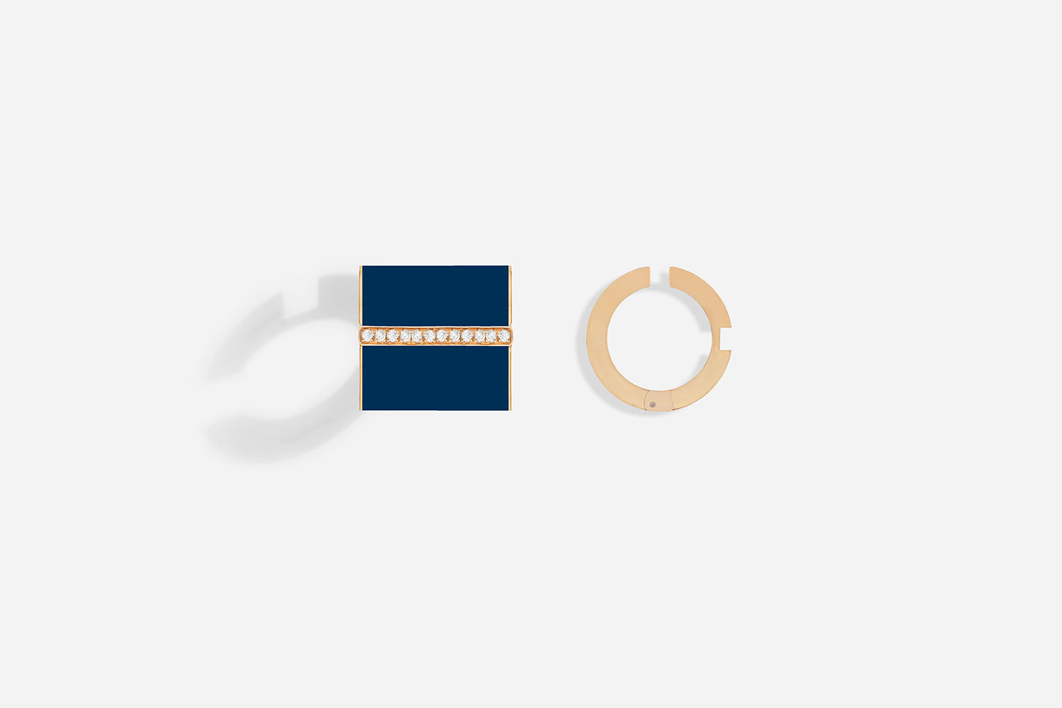 ROSE GOLD B16 BLUE LACQUER EAR CUFFS