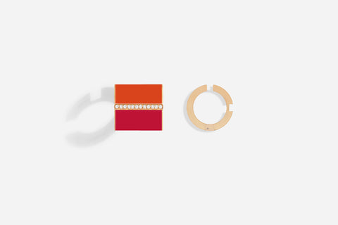 ROSE GOLD B16 ORANGE & RED LACQUER EAR CUFFS