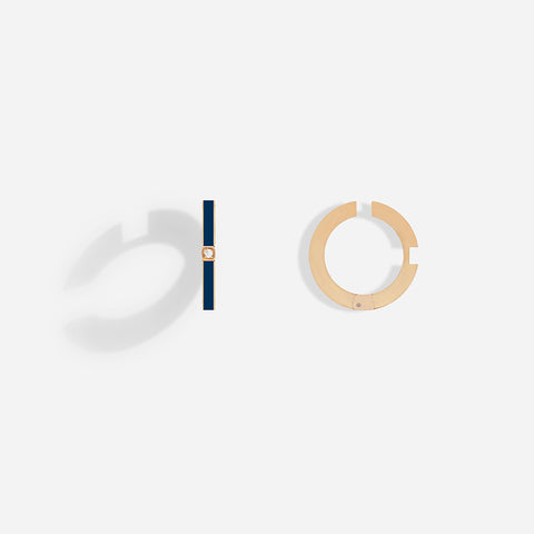 ROSE GOLD BLUE LACQUER EAR CUFFS