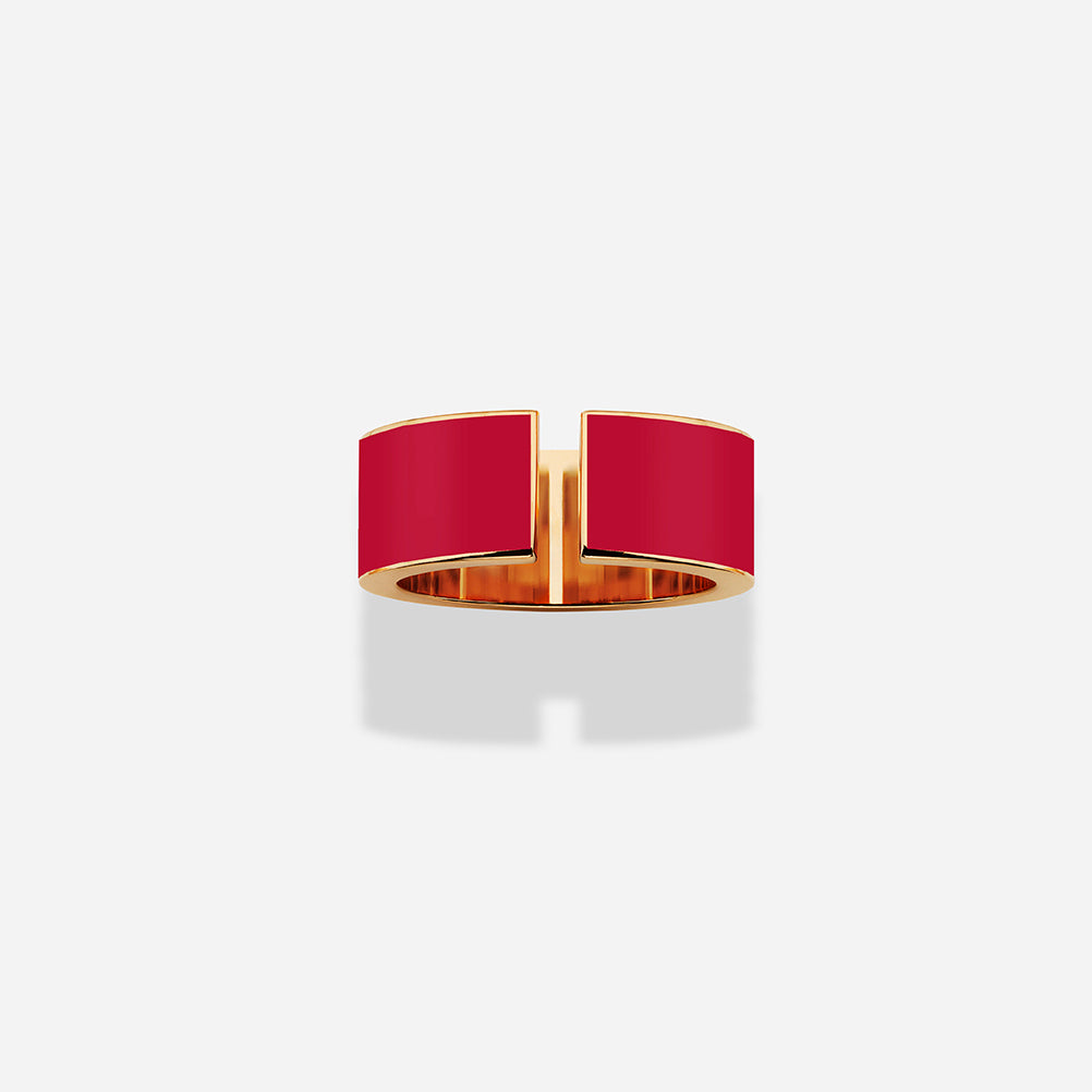 ROSE GOLD B8 RED LACQUER SQ RING