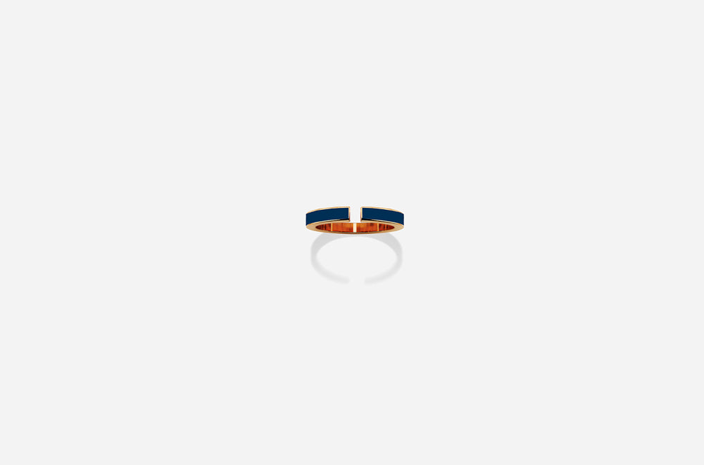 ROSE GOLD BLUE LACQUER  C RING / Rose Gold
