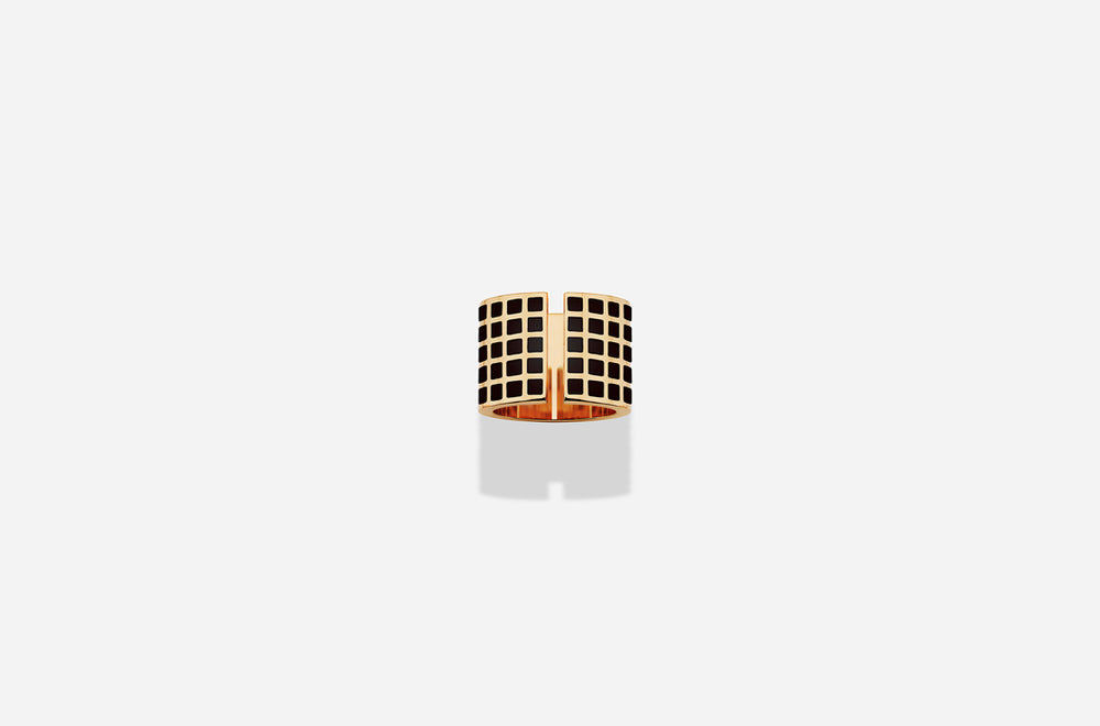ROSE GOLD BLACK LACQUER SQ RING / Rose Gold