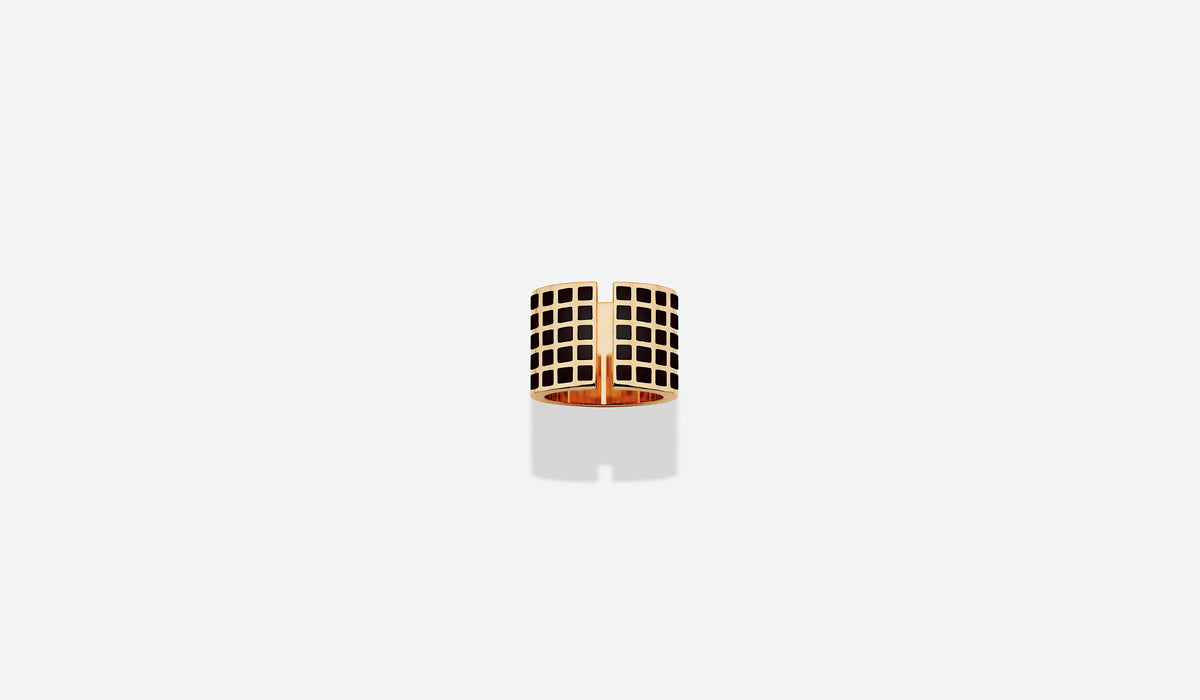 ROSE GOLD BLACK LACQUER SQ RING