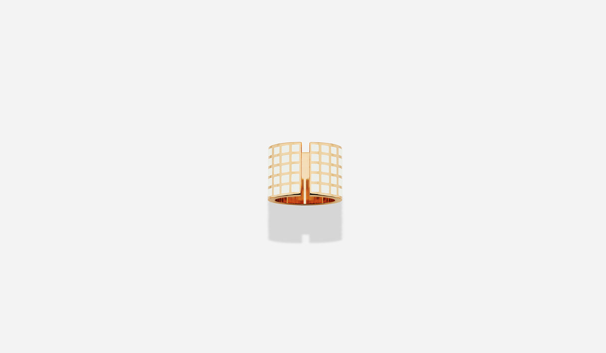 ROSE GOLD WHITE LACQUER SQ RING