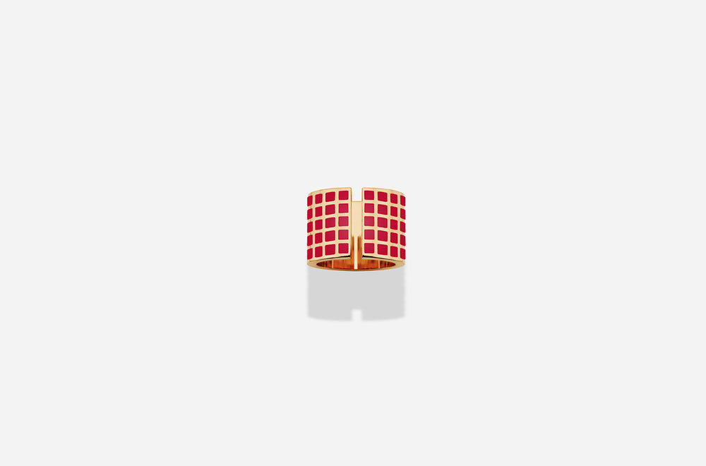 ROSE GOLD RED LACQUER SQ RING / Rose Gold